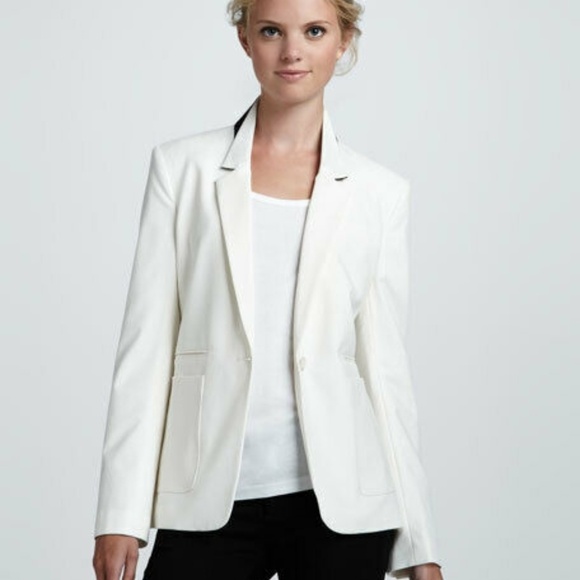 Elizabeth and James Size 0 Sienna Crepe Blazer Ivory Notched Collar Relaxed Fit - Picture 1 of 8
